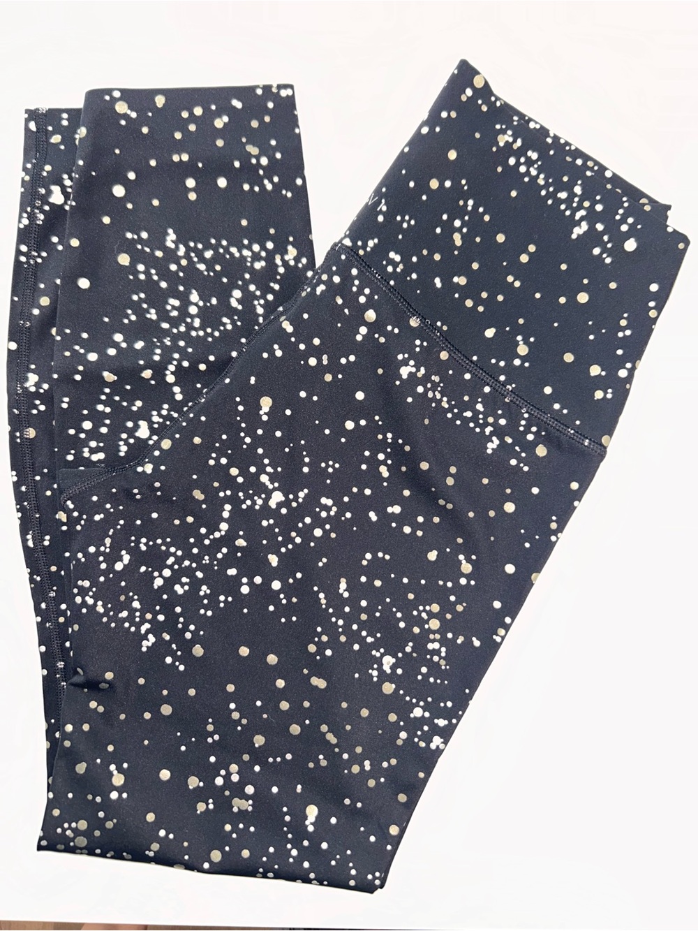 Tavi Noir Black Leggings Gold Silver Foil Dots High Waisted Size Large L